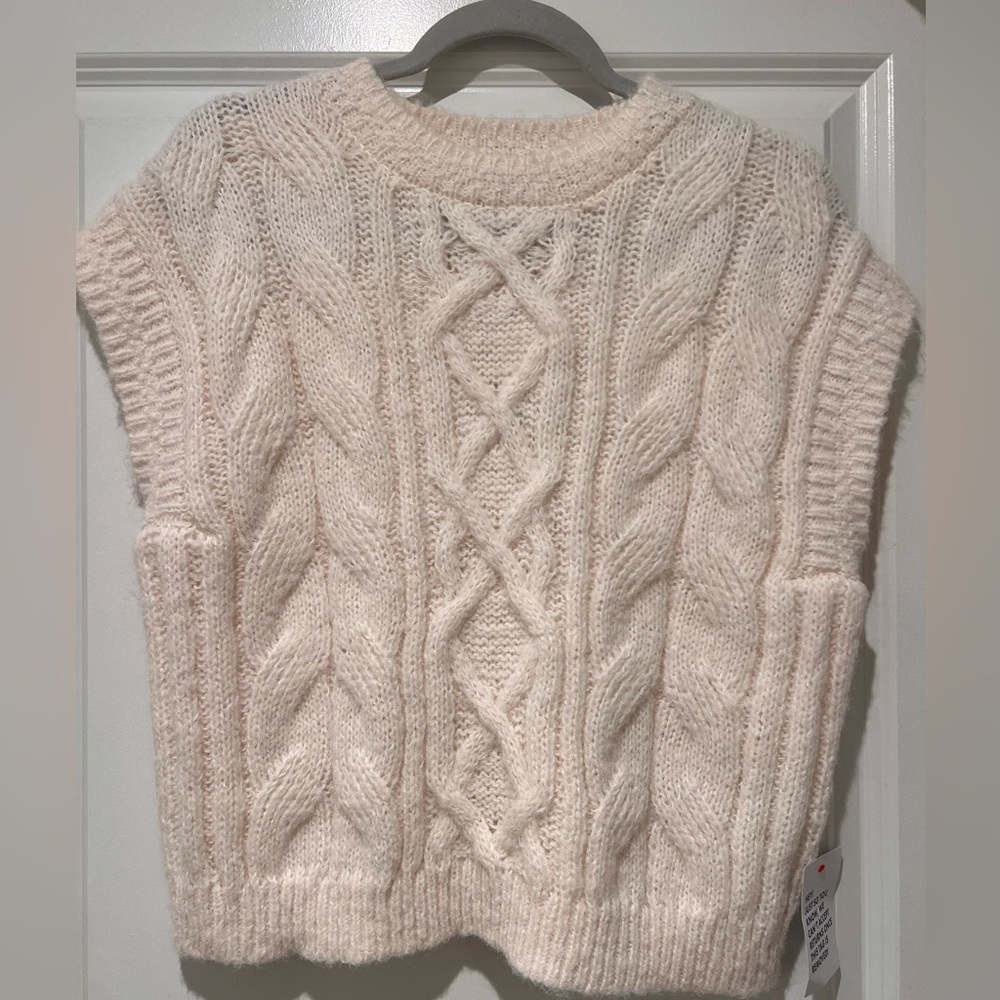 Topshop Cream Cable Knit Sweater